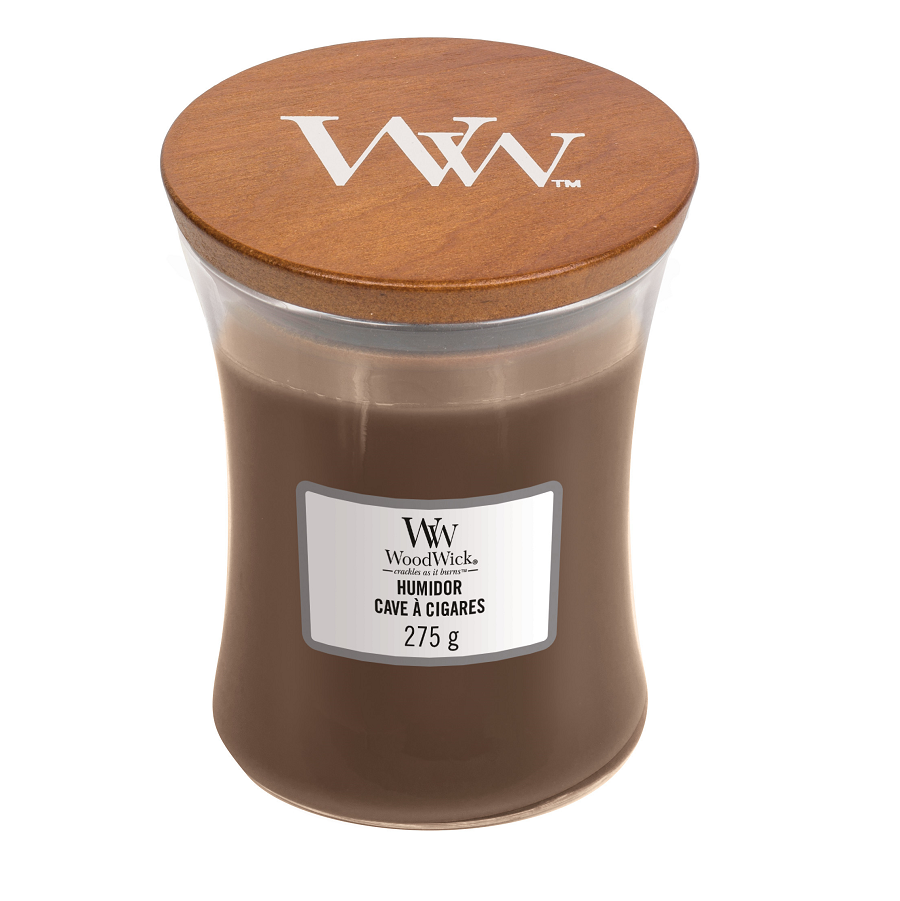 Ароматична свічка з ароматом тютюнового листя і замші Woodwick Medium Humidor 275 г - фото №1 Ароматична свічка з ароматом тютюнового листя і замші Woodwick Medium Humidor 275 г - фото №1